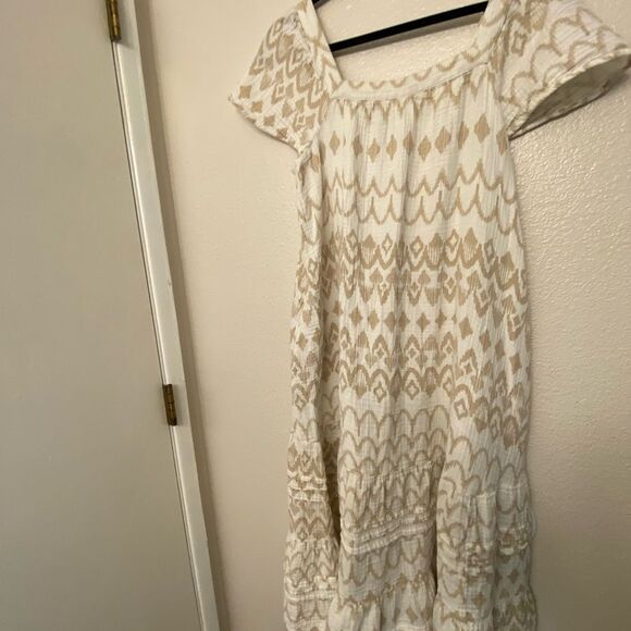 Sonoma Tiered Maxi Dress gauze muslin 100% Cotton Boho square neck oversized M - Picture 3 of 13